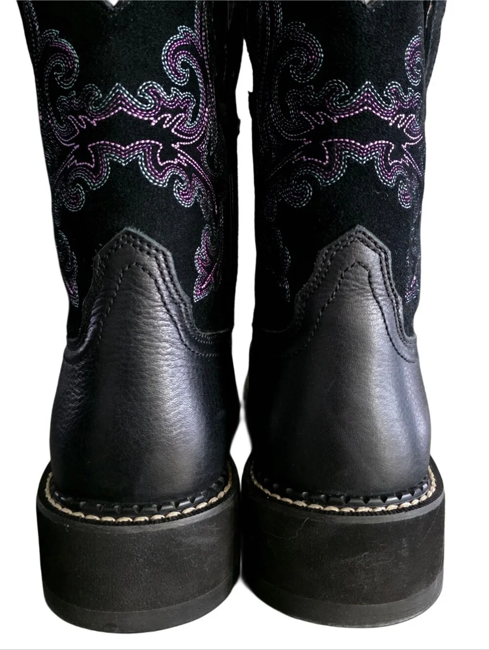 Women's Ariat Fat Baby Black/Deertan Western Boot